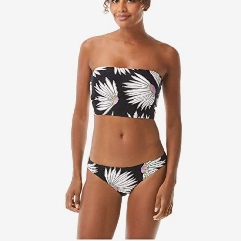 Kate Spade New York Falling Flower Cropped Bandeau Bikini Top Classic Bottom Sm